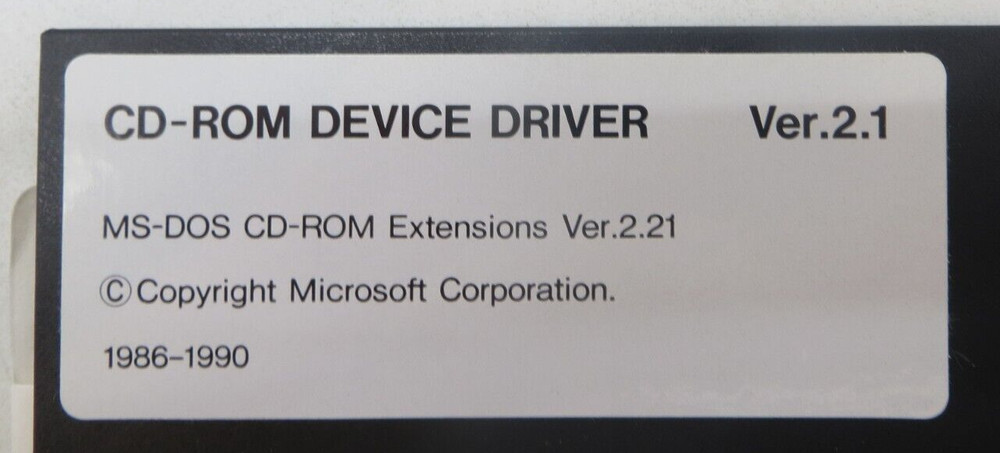 CD-ROM DEVICE DRIVER Ver. 2.1 5.25" Floppy Disk MS-DOS 1992 Microsoft Disc