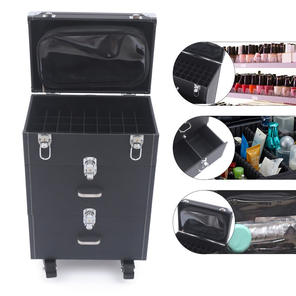Multi-Layer Cosmetic Case Nail Tattoo Rolling Multi-function Trolley Suitcase