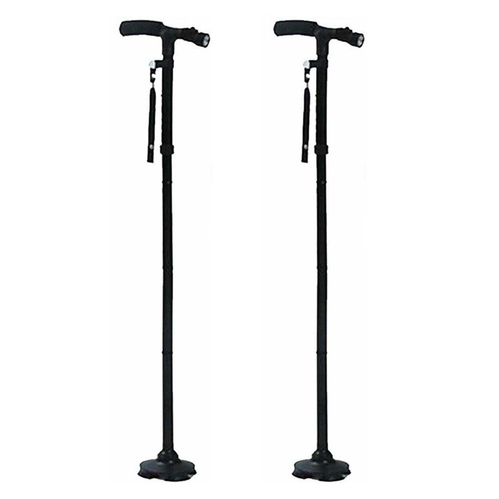2 PCS Folding Walking Cane with LED Light Adjustable Aluminum Walking Stick