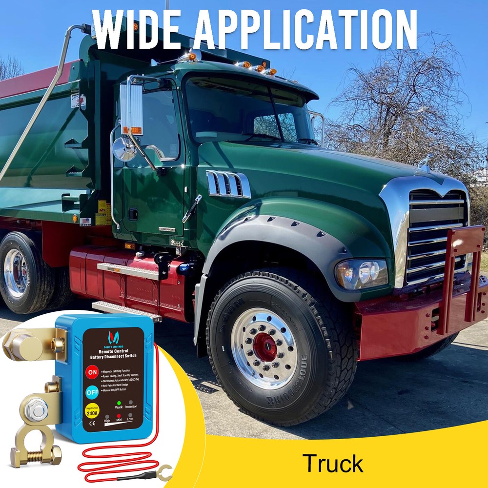 MICTUNING 12V 240A Remote Battery Disconnect Kill Switch Automatic LED Indicator