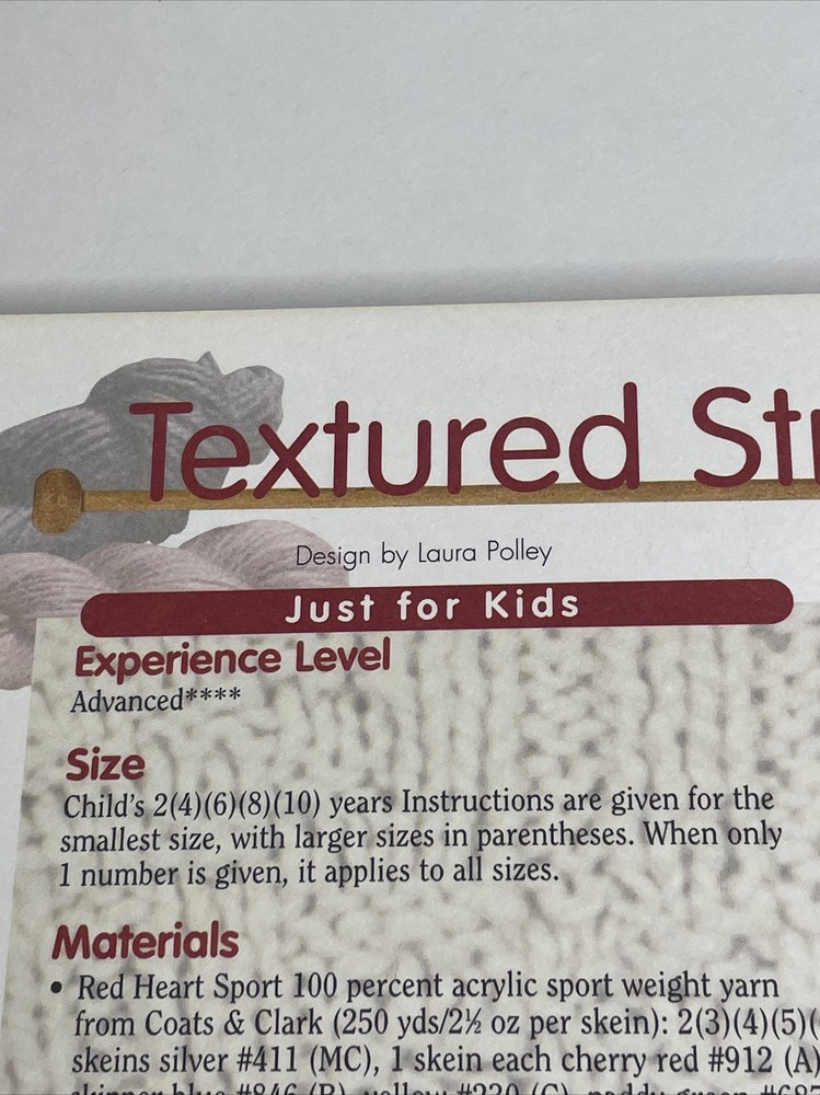 Textured Strips Pullover Childs Sweater Knitting Pattern House of White Birches