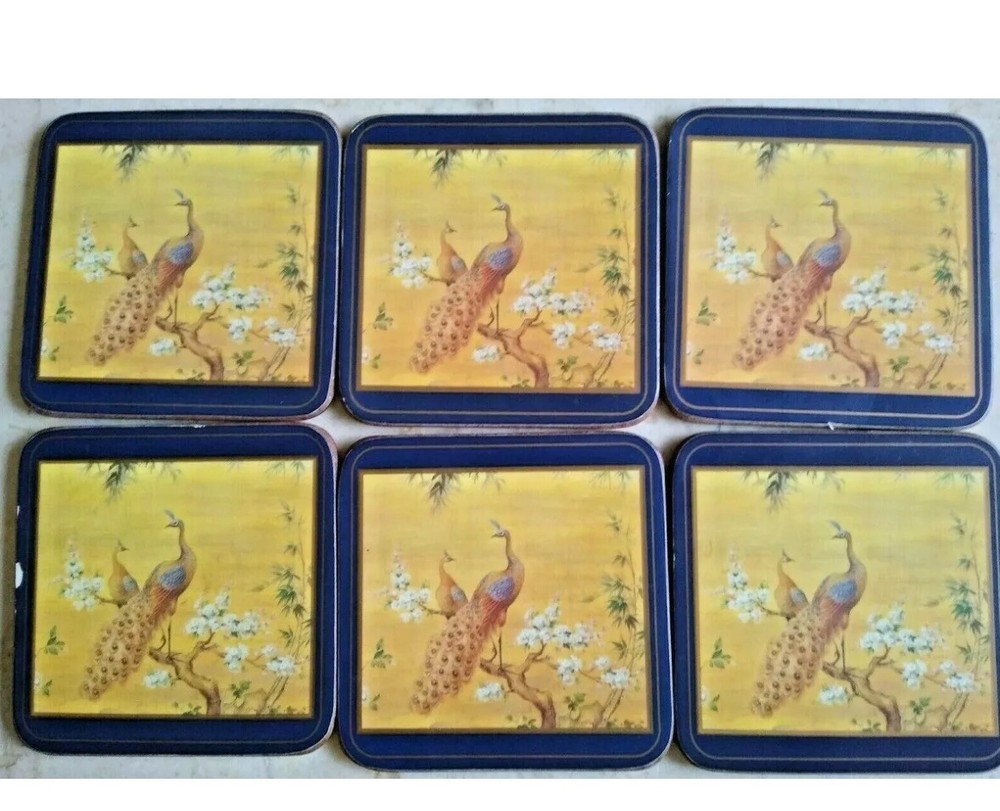 6 PIMPERNEL PEACOCK COASTERS
