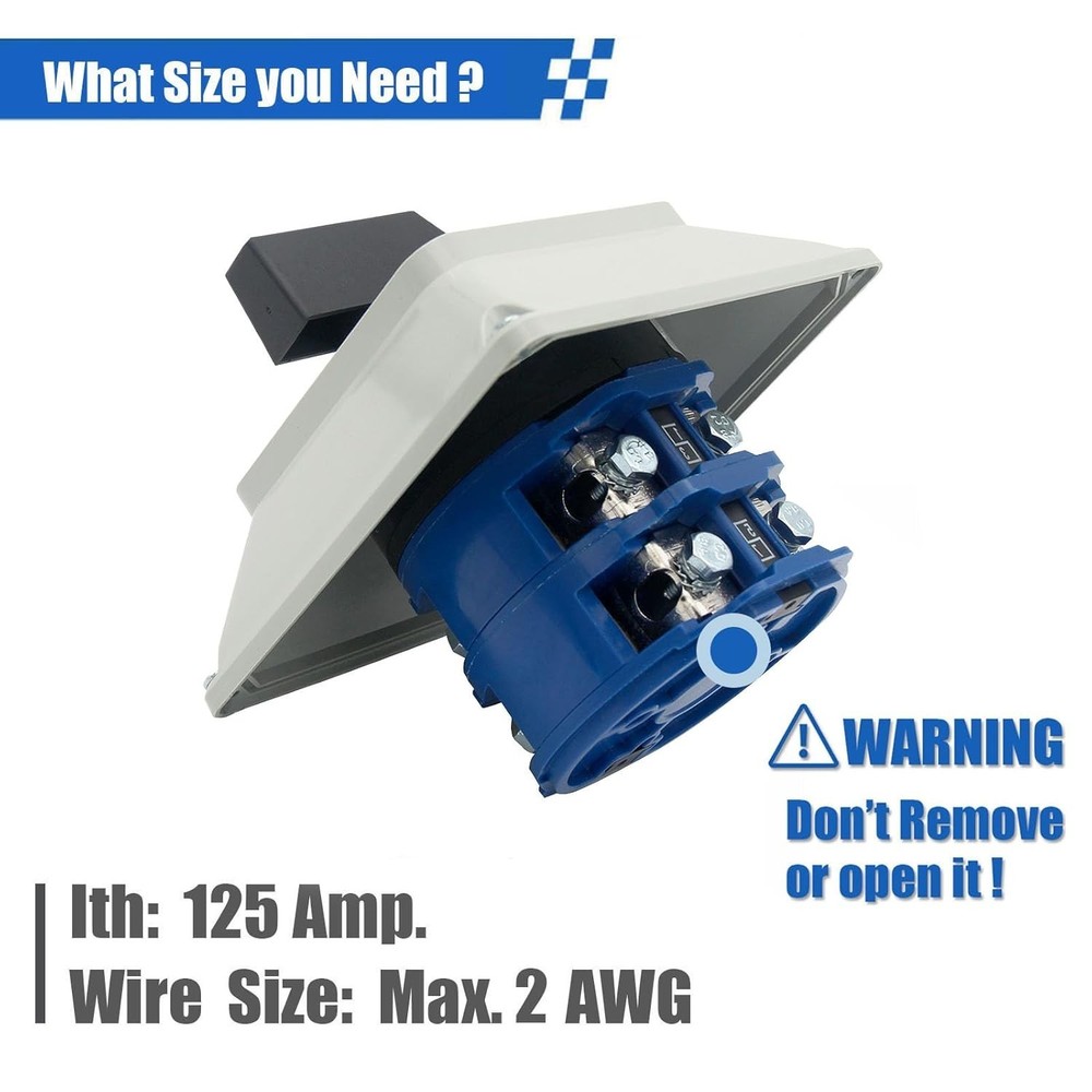 125A Rotary Changeover Switch with Master Switch Exterior Box, 660V 3 Position..