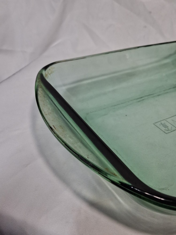 Vintage Anchor Hocking Green 3 Quart 9X13 Rectangular Casserole Baking Dish