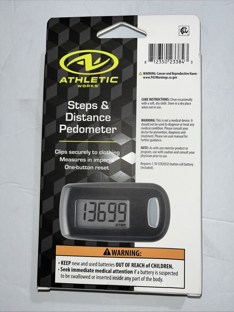 Athletic Works Steps & Distance Pedometer NIB #455