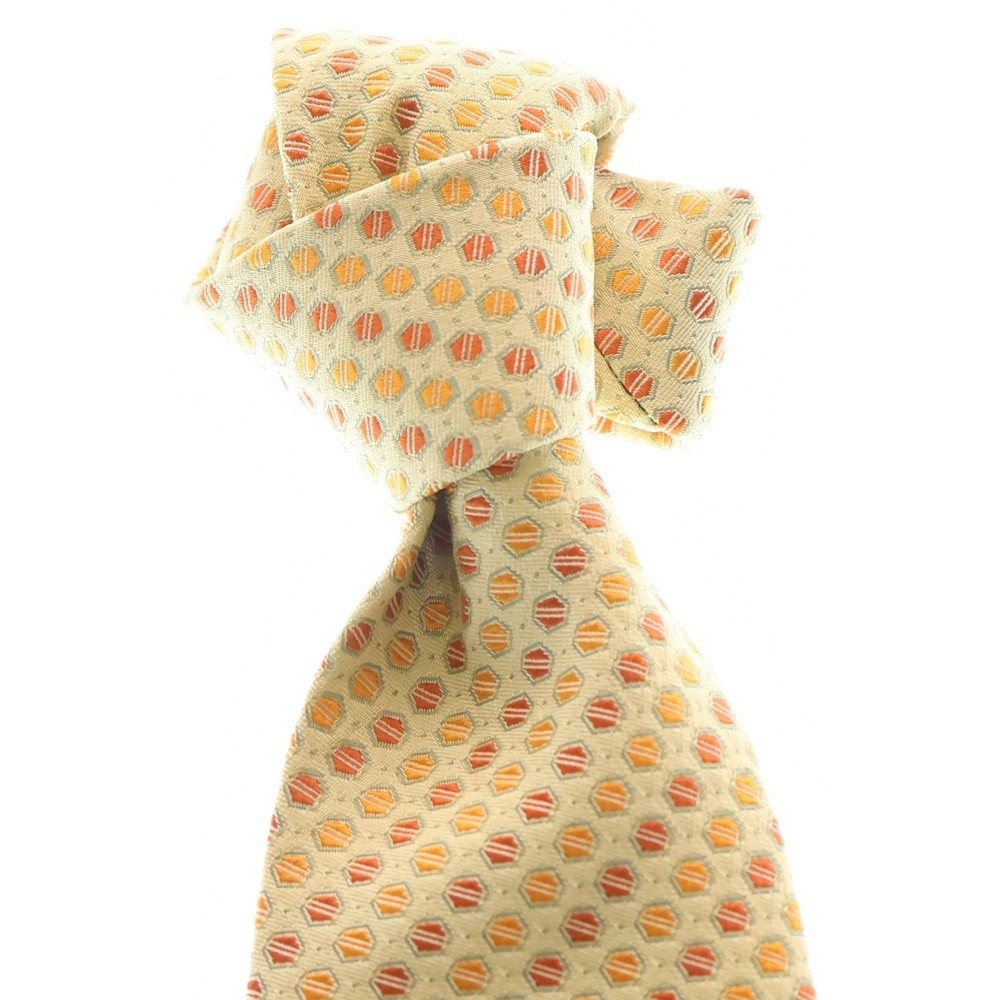 Hermes All-Over Pattern Silk Tie Yellow