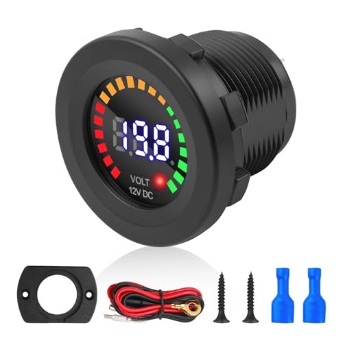 Volt Meter 12 Volt with LED Digital Display Panel,12V DC Battery Voltage Black