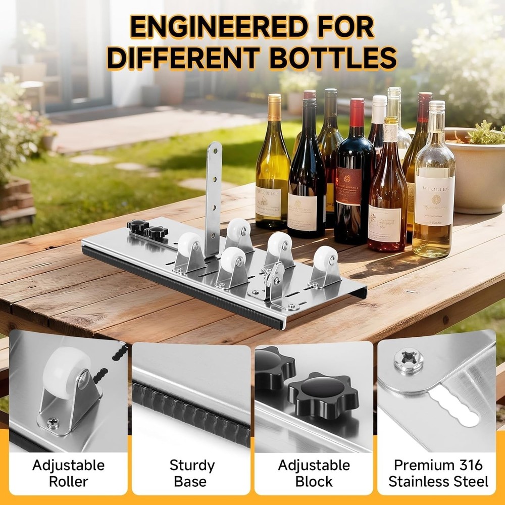 Adjustable Glass Bottle Cutter with 5 Support Wheels - Creativity Awaits!
