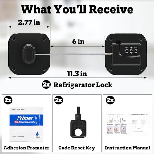 Fridge Lock with Combination - Refrigerator Lock Heavy Duty Adhesive for