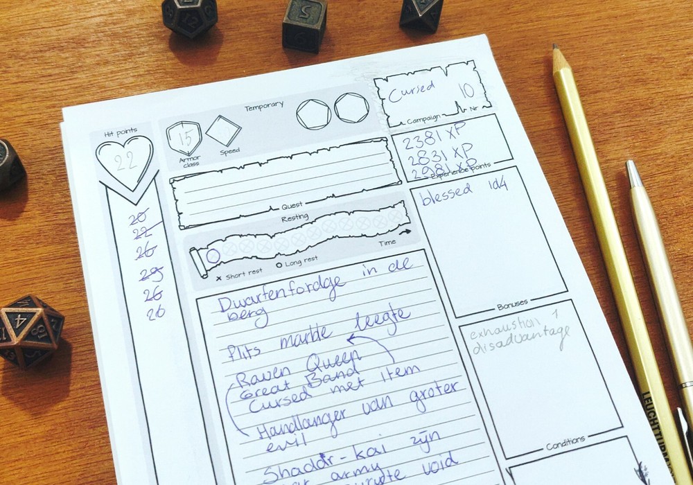 Session Notepad for Dungeons and Dragons | DnD 5e | A5 Noteblok