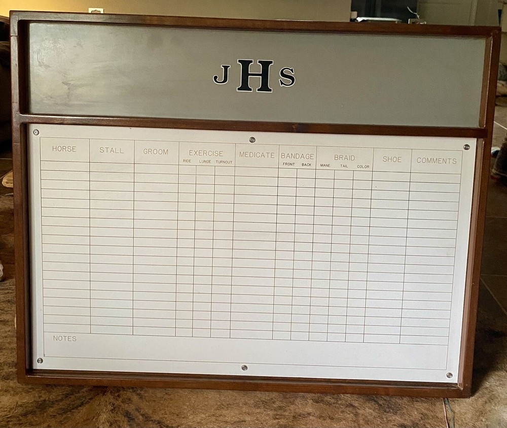 Custom Premier Stable Board.Initials Can Be Removed or Covered.
