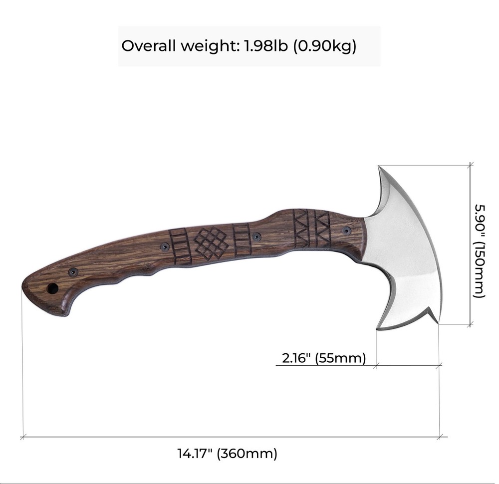 Tomahawk Axe Throwing Hatchet Tactical Tool with Oak wood Handle Optional Sheath