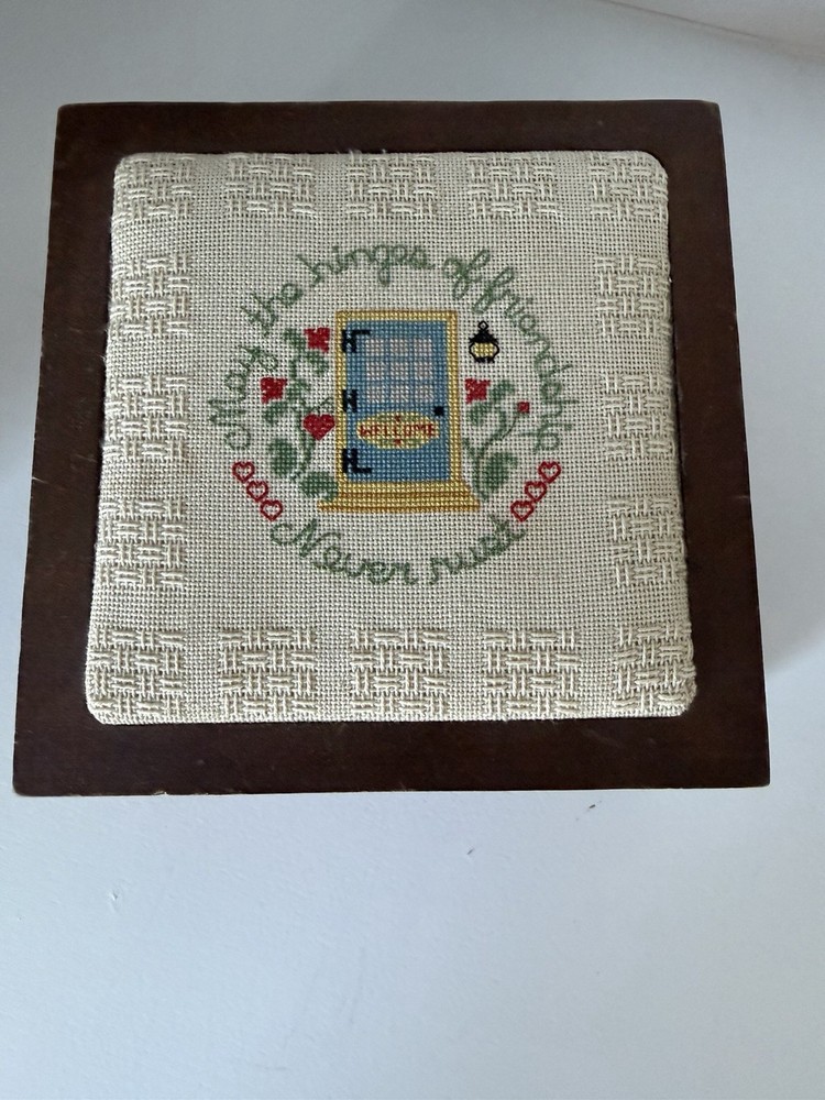 Vintage Small Box With Needlepoint Top