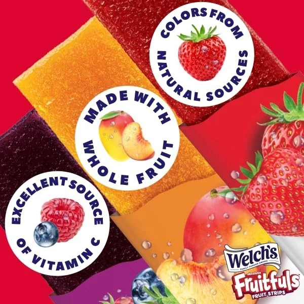Welch's 10-Count Absolute Fruitfuls MANGO PEACH Whole Fruit Strips * BB 3/2026 *