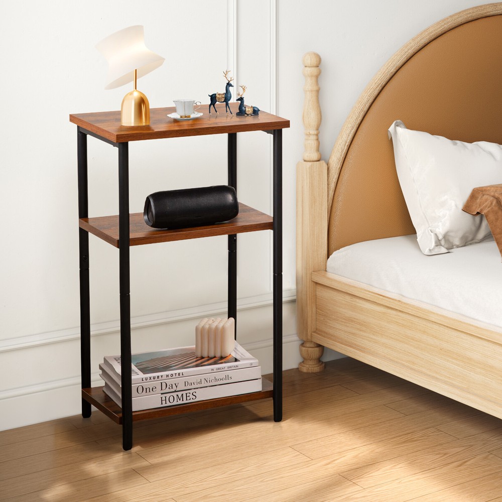 3-Tier Small Side Table - End Table with Storage Shelf for Small Spaces, Sofas