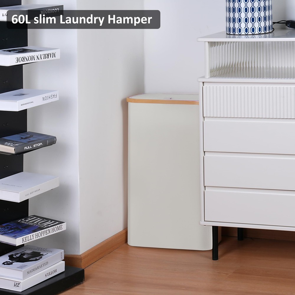 Slim Laundry Hamper,Narrow laundry Hamper with Lid,60L Hamper for Laundry,Dir...