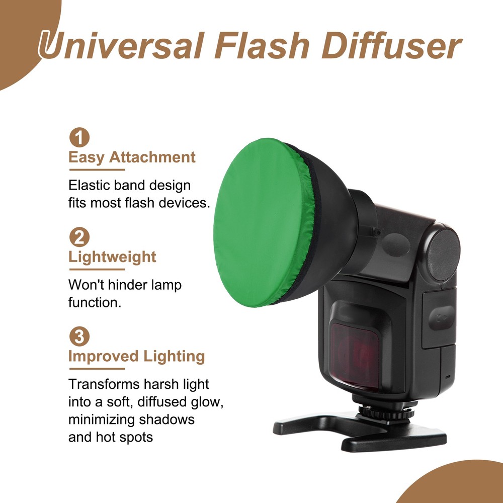2pcs 6.3" x 6.3" Soft Mini Flash Bounce Diffuser Cap, for Flashlight, Green