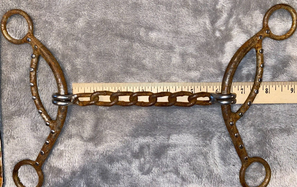 5 1/2'' BRUSHED BROWN IRON DOTTED CHAIN WESTERN BIT