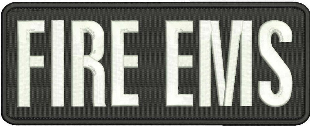 Fire Ems embroidery patch 4x10 hook on back black