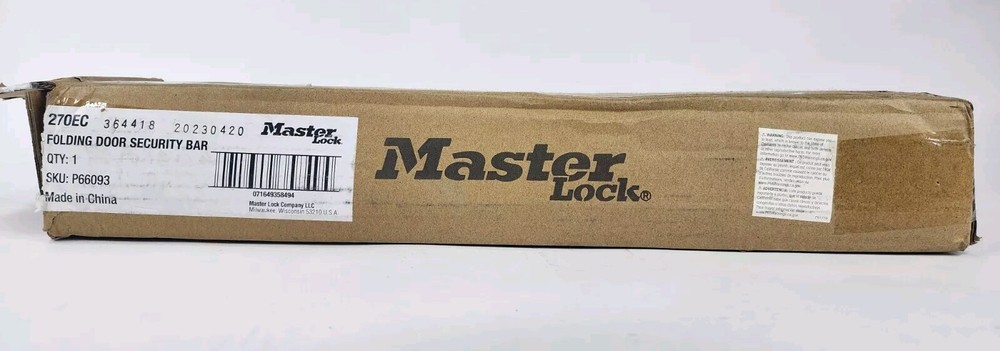 Master Lock Compact Door Stopper Folding Security Bar Adjustable, White