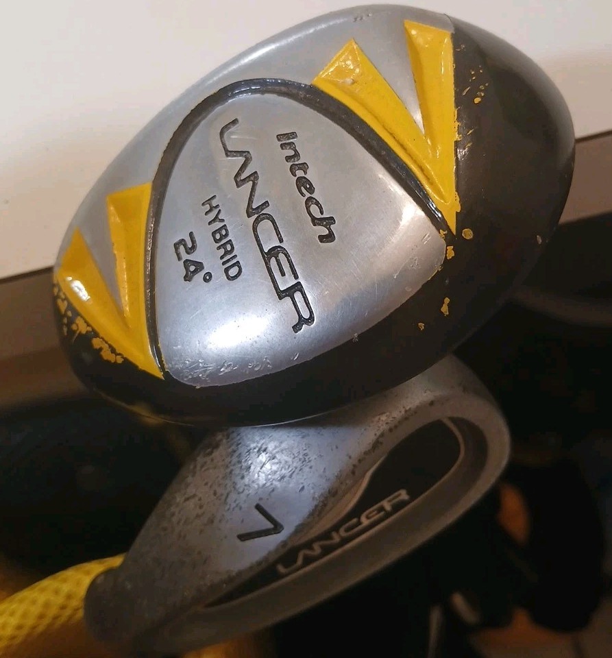 INTECH LANCER Junior 5 Pockets Yellow & Black Golf Bag Stand Dual Strap 5 Way