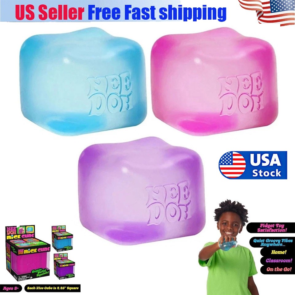 Nee Doh Nice Cube Squishy Stress – Super Solid Fidget Cube, Stress Relief USA