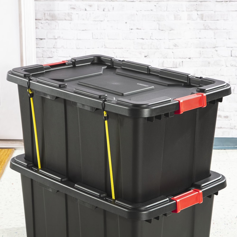 Sterilite Industrial Storage Bin,15 Gallon Rugged Plastic Tote 6 Pack