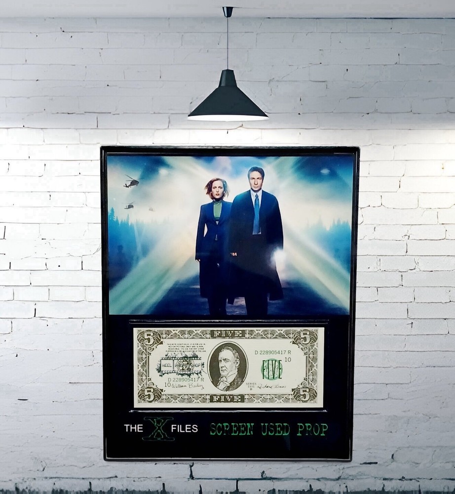 X-FILES - SCREEN USED PROP - FRAMED FIVE DOLLAR BILL PROP