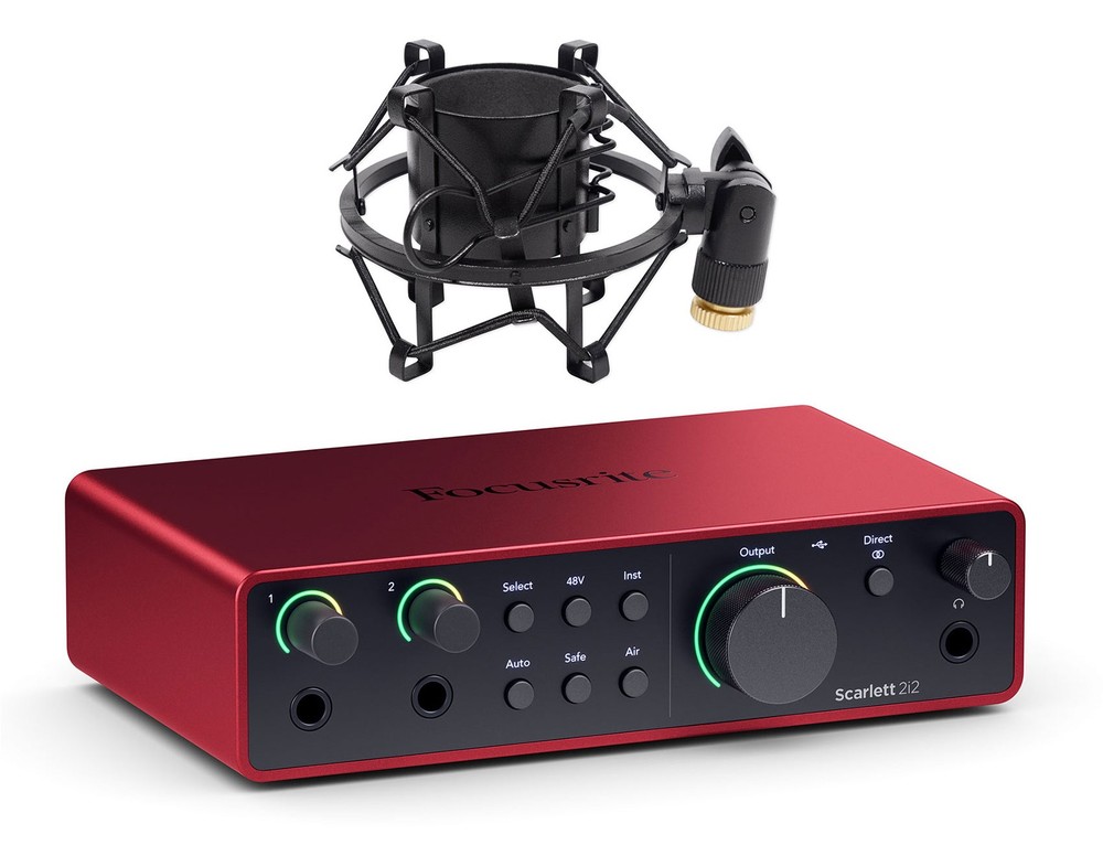 Focusrite Scarlett 2i2 4th Gen Studio Recording USB Audio Interface+Shockmount