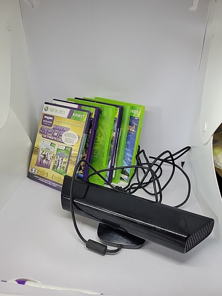 Microsoft Xbox 360 Kinect Motion Sensor Bar Black & 8 Games Bundle 1 is Sealed
