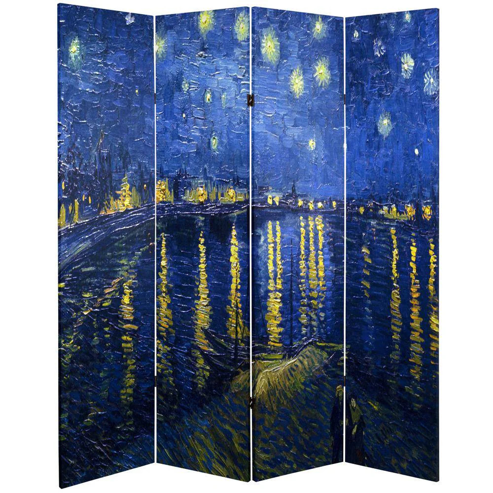 6ft Printed 4 Panel Room Divider Folding Privacy Screen Partition