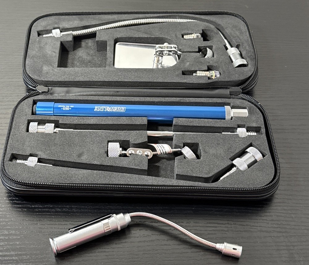 Crewline 8 Piece Tool Flashlight Inspection Kit With Black Case