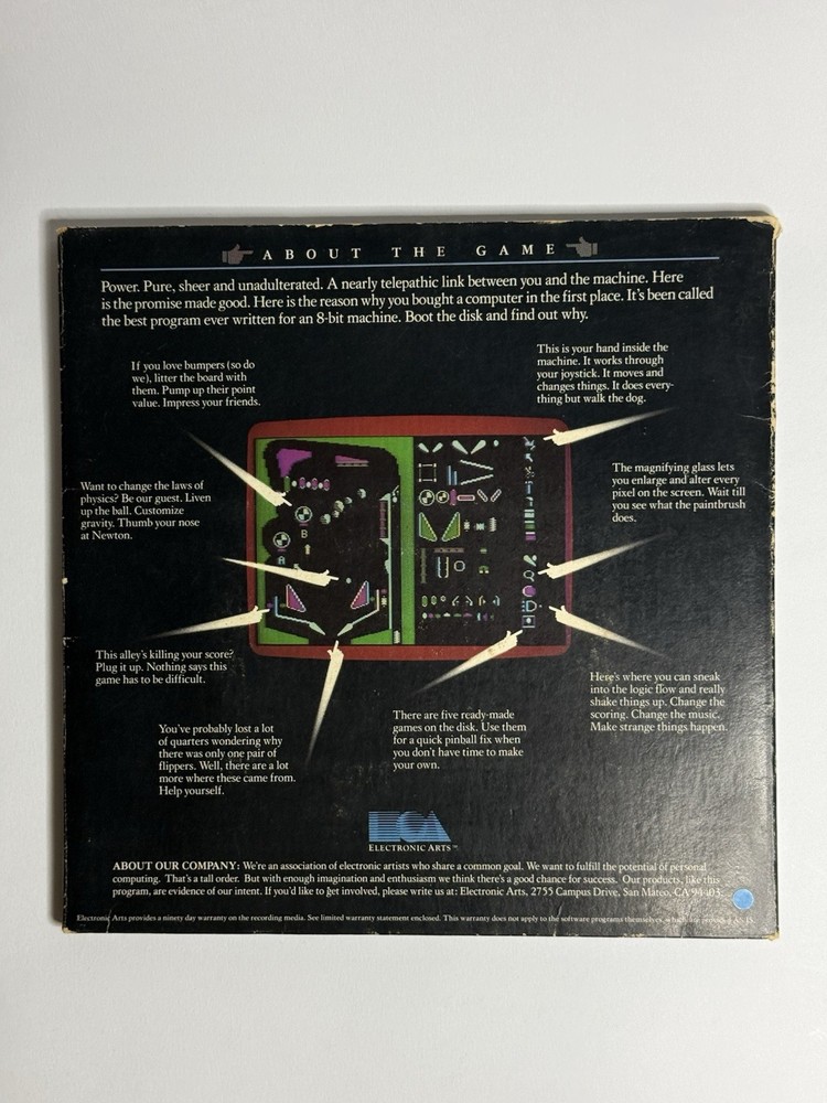 Bill Budge Pinball Construction Set Apple II 1982 EA Electronic Arts +extra disk