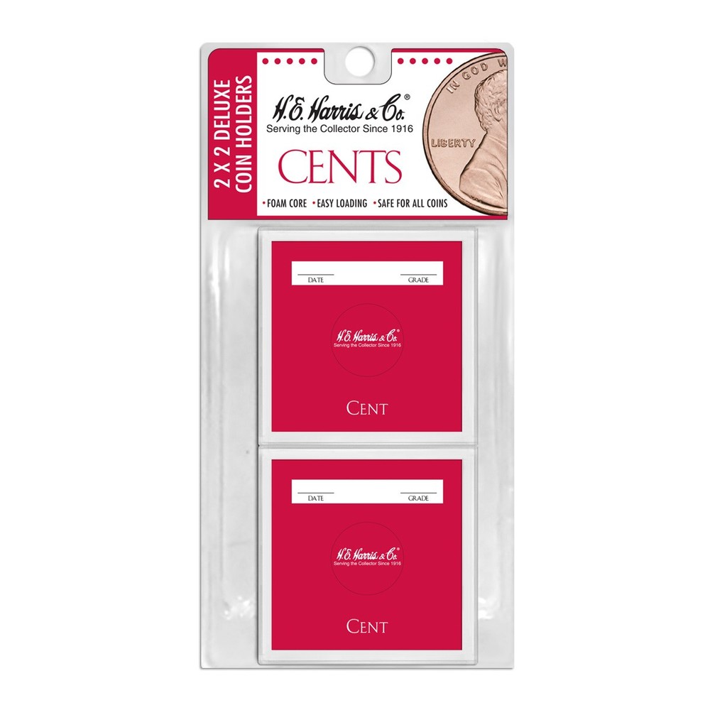 2x2 Plastic Color Coded One Cent (Penny) Coin Holder - 6 count - H.E.Harris