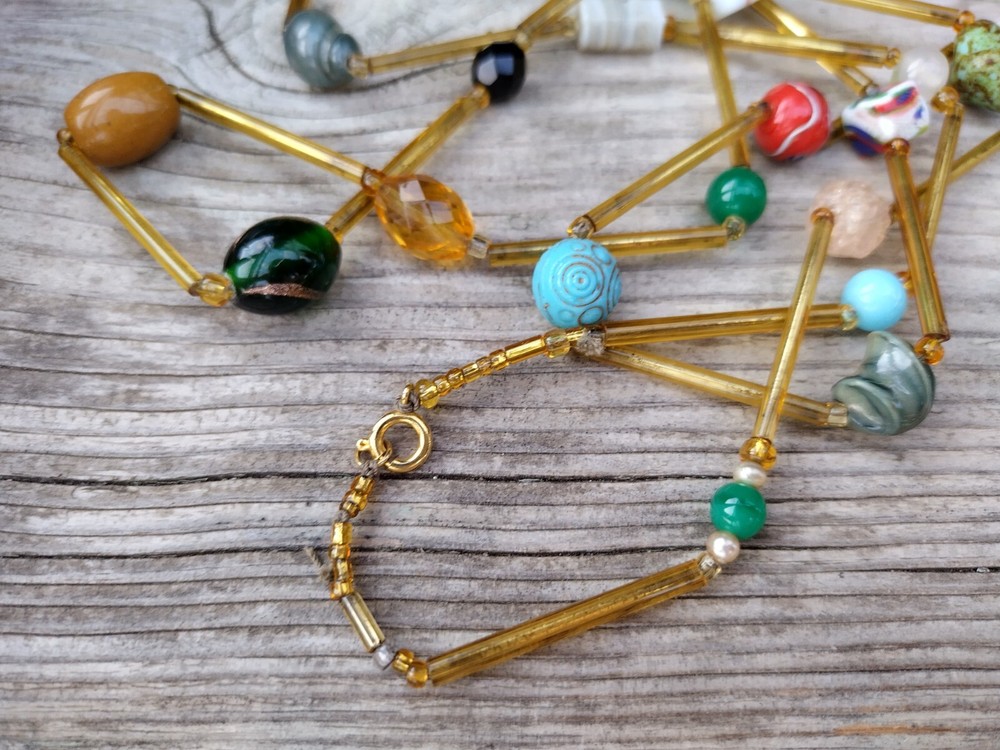 Vintage long glass necklace