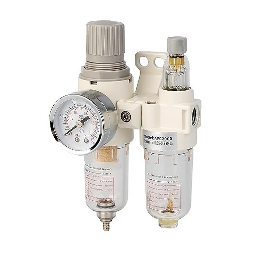 1/4" NPT Compressed Air Filter Regulator Comb, 5 Micron Brass Filter