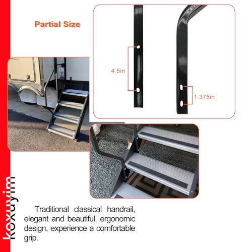 Step Handrail for Step Above 2nd Generation RV Entry Step. STP214-121H 3 Step