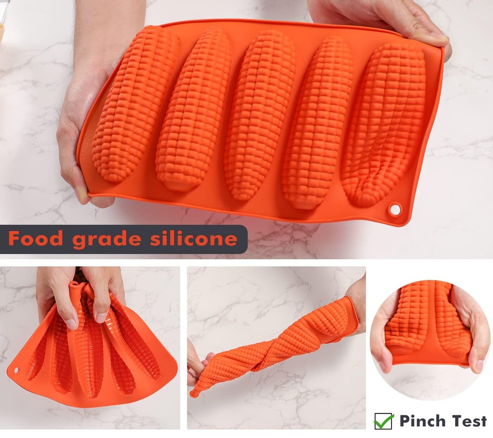 Corn Stick Bread Pan Set of 2, Silicone Corn Cob Bread Molds for Baking Corn ...