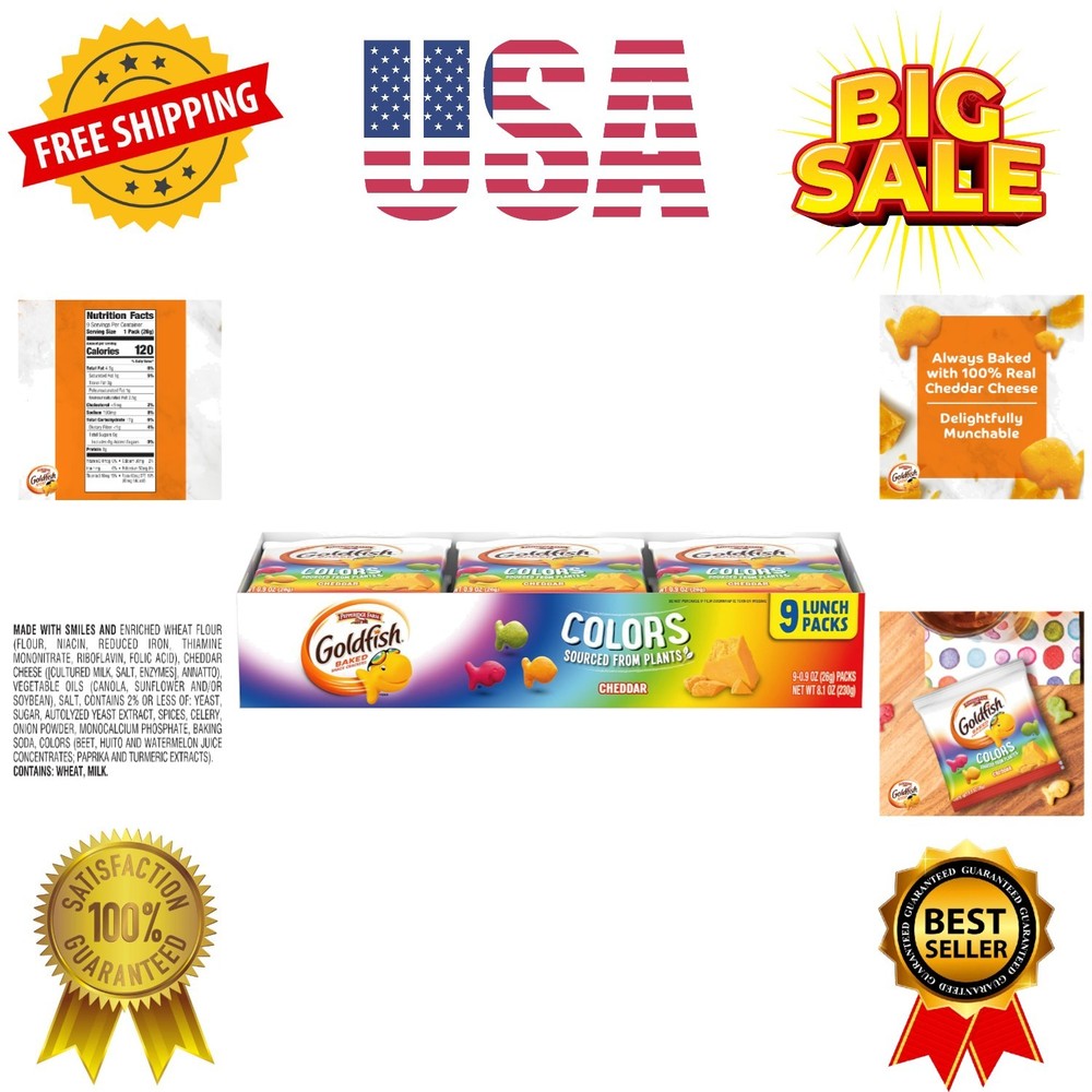 Colors Cheddar Crackers, Snack Pack, 0.9 oz, 9 CT Multi-Pack Tray