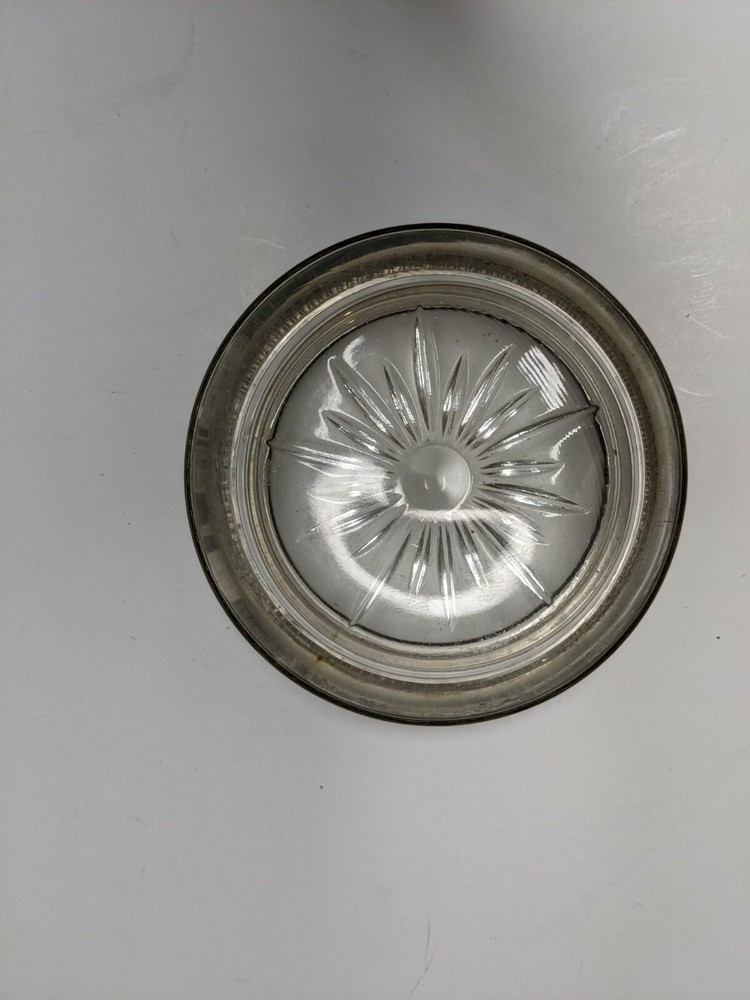 Vintage Leonard Silver Plate Rim Glass Coaster