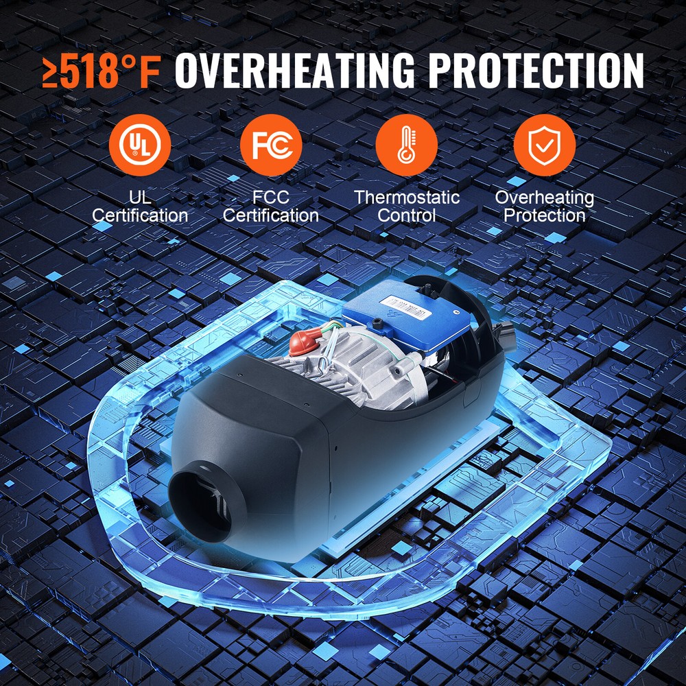 VEVOR Diesel Air Heater 12V 2KW LCD Remote Control for Car Bus RV Camper Indoors