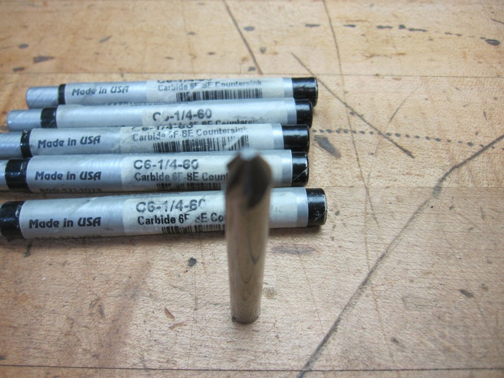 5pcs Countersinks C6-1/4-60 USA MADE 1/4" countersink solid carbide 6 fl 60 deg