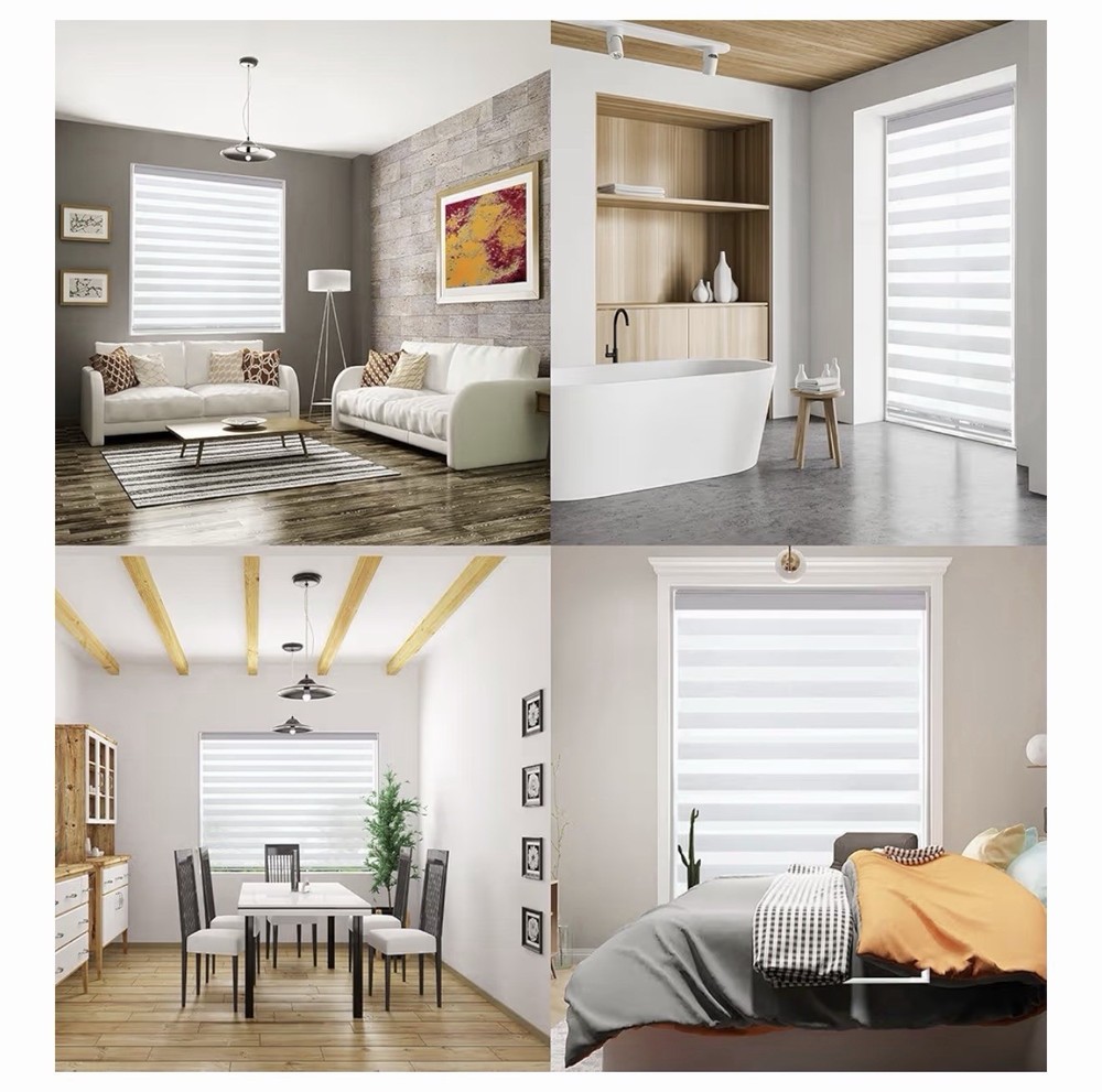 Kalysie Zebra Roller Blinds, White, 72”Hx23”W