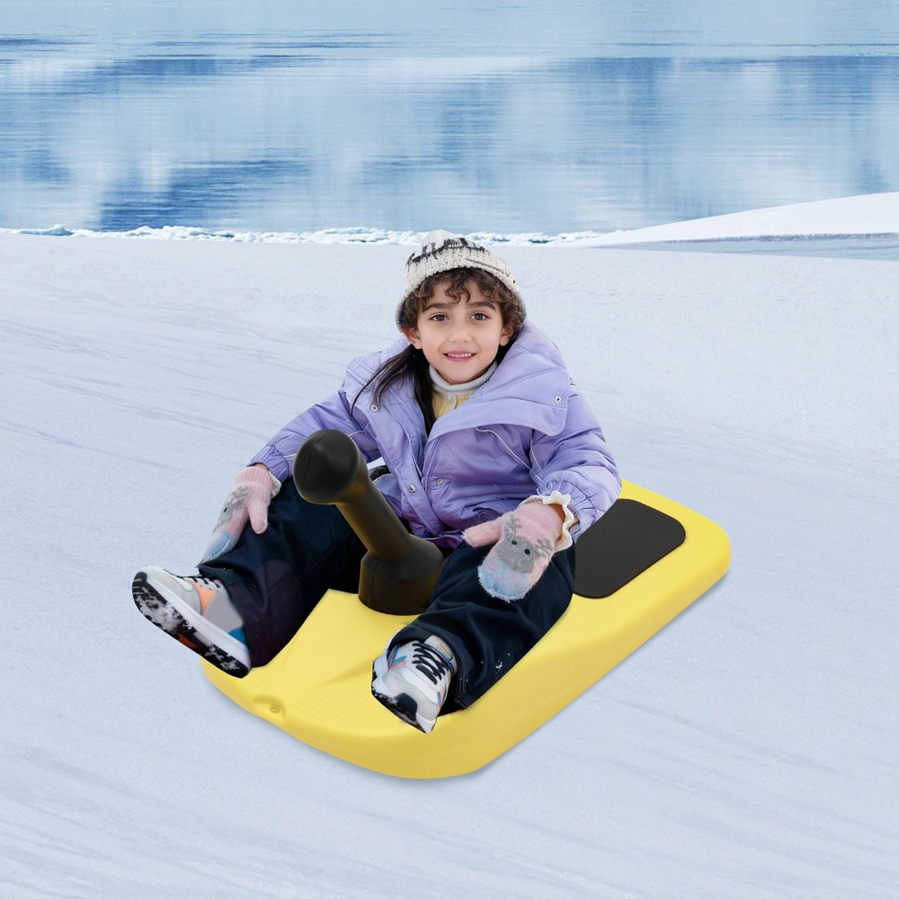 Sled Snow Board Tool Sledding Snowboard w/ Handle & Pull Rope for Kid Winter Fun