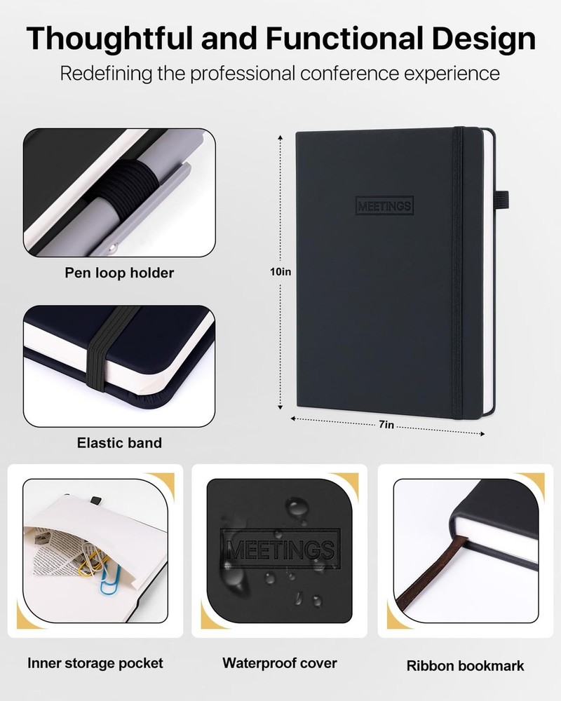 WEMATE Meeting Notebook for Work, Work Planner Notebook With Action Items, B5...