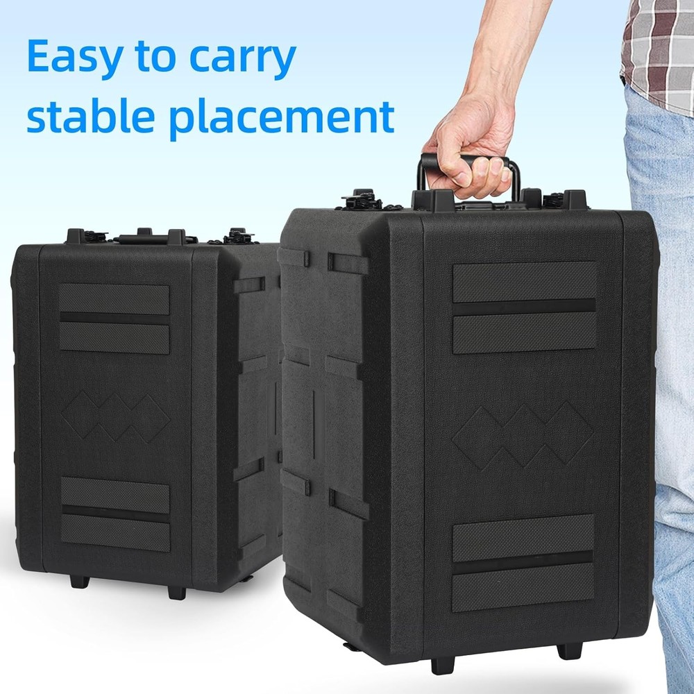 6U Rack Case Shallow 16" Depth,19" Rackmount Flight Cases Shockproof Mount Racks