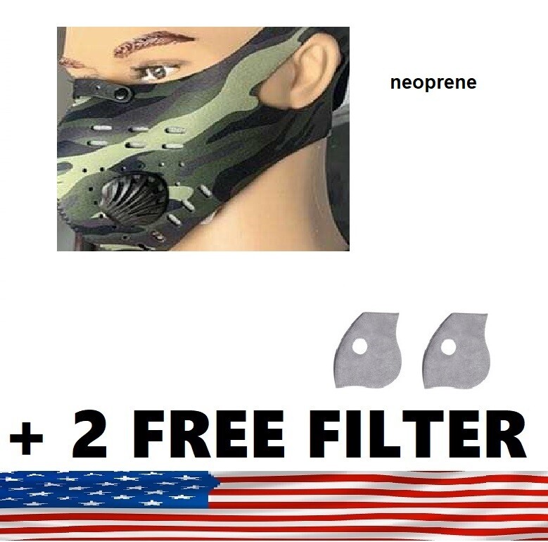Face Mask Active Carbon Filter & Breathing Valve + 2 Free 5Layer PM 2.5 Filter ✅