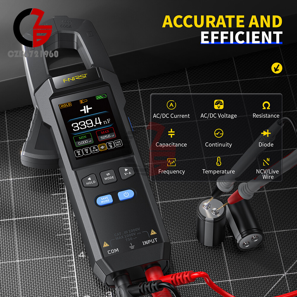 FNIRSI DMC-100 Smart Clamp Meter Multimeter Auto Ammeter With Temperature Probe