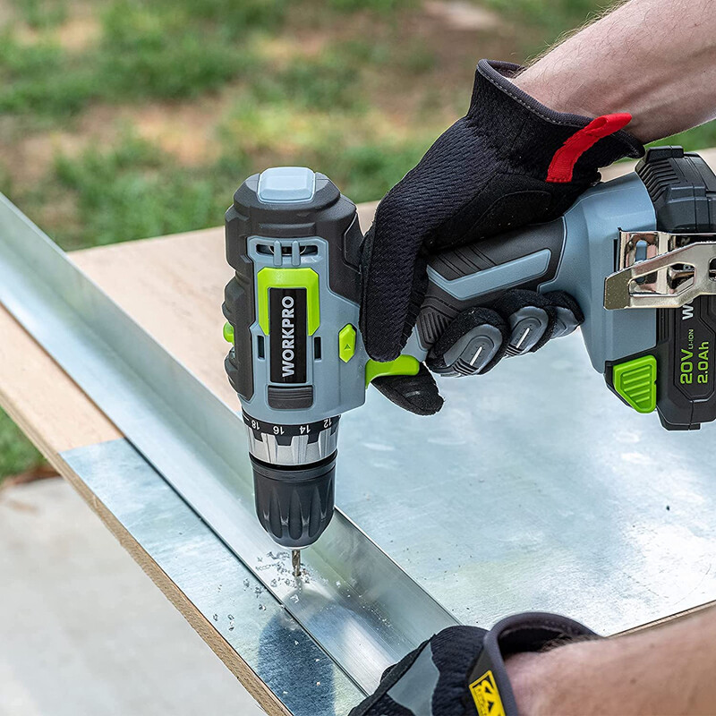 WORKPRO 20V Cordless Drill/Driver Kit 3/8" 18+2 Torque Setting Variable Speed US