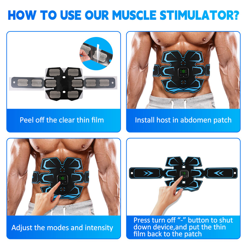 EMS ABS Abdominal Belt Muscle Trainer Stimulator Toning Smart Training Belt USB